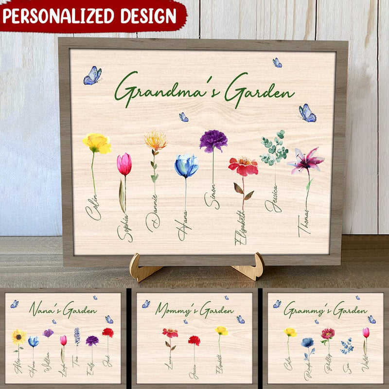 Discover Grandma's, Nana's, Mimi's Garden Love Grandkids Buttefly, flower Personalized Wood Plaque