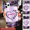 Grandma Heart Purple Sparkle Pattern Custom Gift For Grandma Glass Phone Case DHL27JUN22NY2 Glass Phone Case Humancustom - Unique Personalized Gifts Iphone iPhone 13