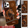 Love Horses Leather Texture Personalized Phone Case LPL03MAR22NY1 Silicone Phone Case Humancustom - Unique Personalized Gifts Iphone iPhone SE 2020
