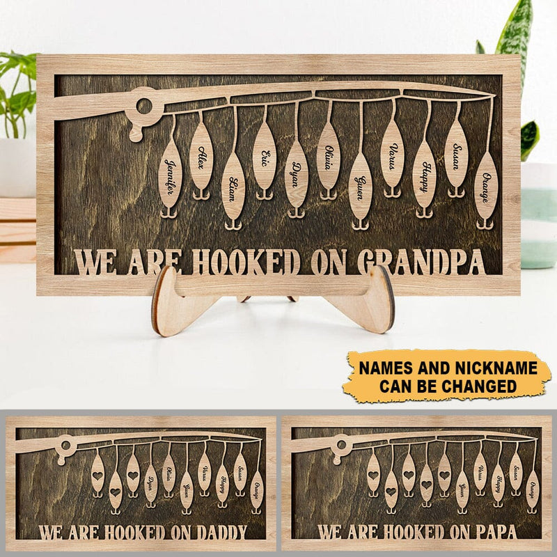 Discover We Are Hooked On Grandpa Love Fishing Personalized Wood Plaque