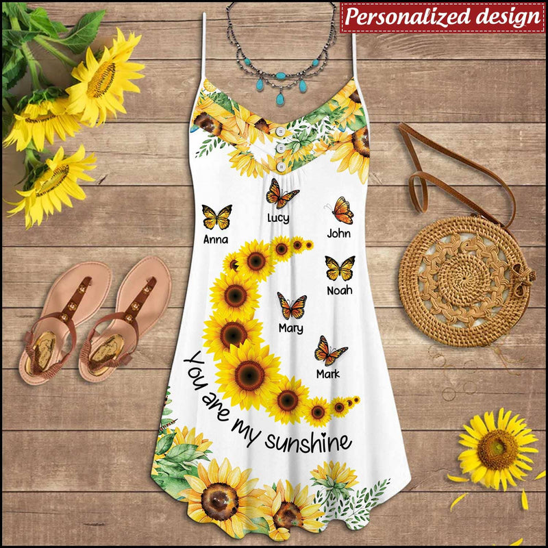 Discover Sunflower Butterflies Grandma with Grandkids You are my sunshine Personalized Summer Dress