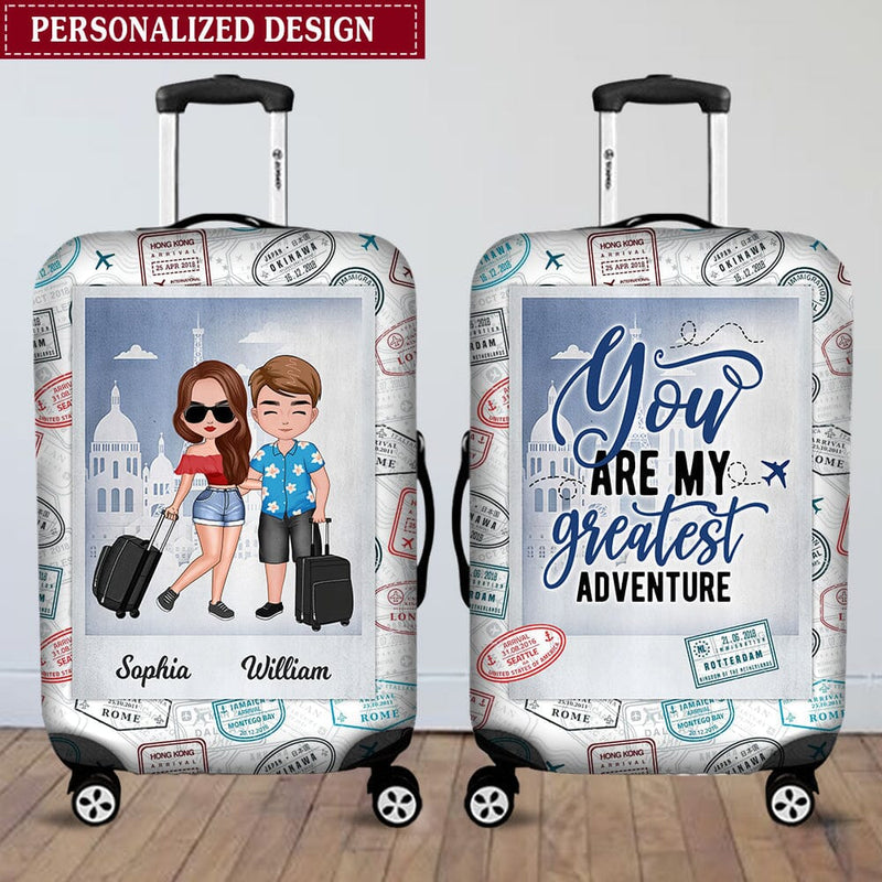 Discover Personalized Couple You Are My Greatest Adventure Custom Names Chibi Lover Luggage Cover