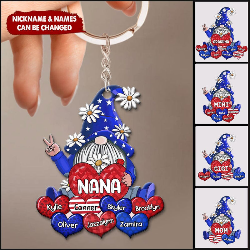 Discover 4th Of July Grandma- Mom Loves Sweet Heart Kids, Happy Independence Day Personalized Acrylic Keychain