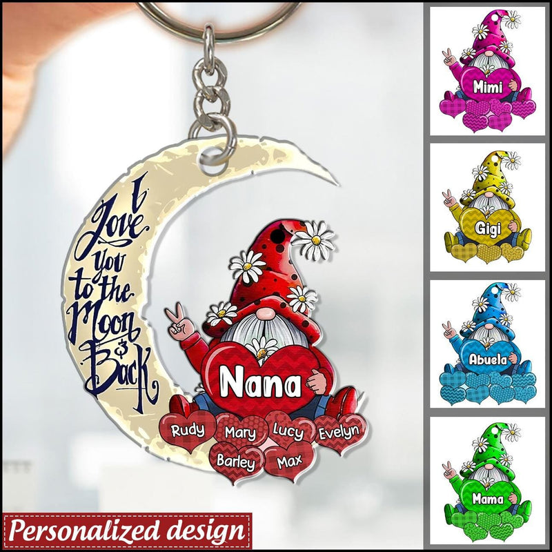 Discover I Love You To The Moon And Back Gnome Personalized Color Acrylic Keychain