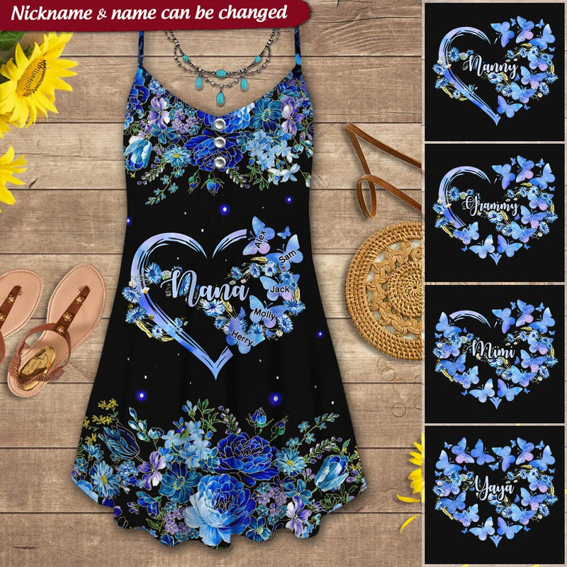 Discover Personalized Nana Mom Heart Butterfly Infinitive Love Mother's Day Familia Gift Summer Dress