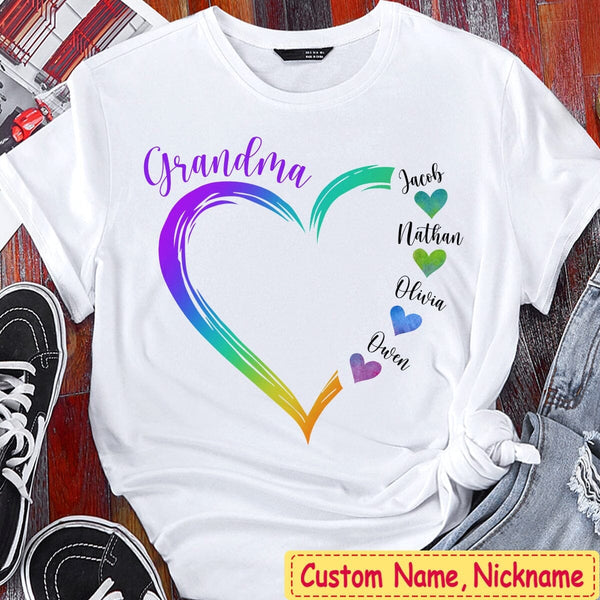 Cute Colorful Snowmy Grandma Mom Little Heart Kids Personalized Christ -  HumanCustom - Unique Personalized Gifts Made Just for You