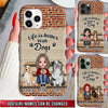 Personalized Life is better with dogs Girl Sitting Brick Wall Phone Case HTN14DEC22LG2 Silicone Phone Case Humancustom - Unique Personalized Gifts Iphone iPhone 14