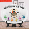 Best Grillin' Dad Ever Handprints Grandpa With Grandkids Personalized Platter NTA22MAY23NA1 Platter Humancustom - Unique Personalized Gifts