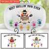 Best Grillin' Dad Ever Handprints Grandpa With Grandkids Personalized Platter NTA22MAY23NA1 Platter Humancustom - Unique Personalized Gifts Platter 8x11 INCHES