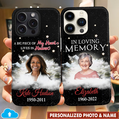 Upload Photo Memorial A big piece of my heart lives in Heaven Personalized Phone case HTN20APR24CT2