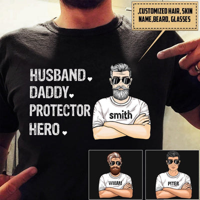 Customized Husband Daddy Protector Hero T-Shirt Pm05Jun21Ct1 2D T-shirt Dreamship S Black