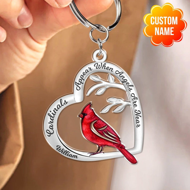 Discover Cardinals Appear When Angels Are Near Memorial Personalized Keychain