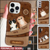 Personalized Cat Mom Cute Pet Kittens Lover Leather Pattern Phone case BSH20AUG22VA1 Silicone Phone Case Humancustom - Unique Personalized Gifts