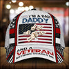 Papa Kids Hands To Hands I'm a Dad Grandpa and a Veteran Nothing Scares Me American Flag Personalized Classic Cap CTL04MAY24TT1