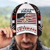 Papa Kids Hands To Hands I'm a Dad Grandpa and a Veteran Nothing Scares Me American Flag Personalized Classic Cap CTL04MAY24TT1