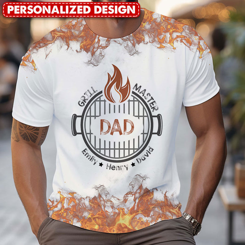 Discover Dad Grandpa Grill Master Personalized 3D T-shirt