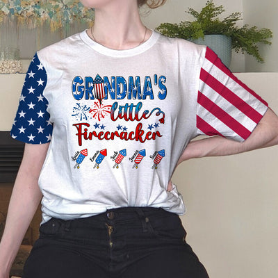 Firework 4th Of July Grandma's Little Firecracker Personalized T-shirt CTL10JUN24TT2