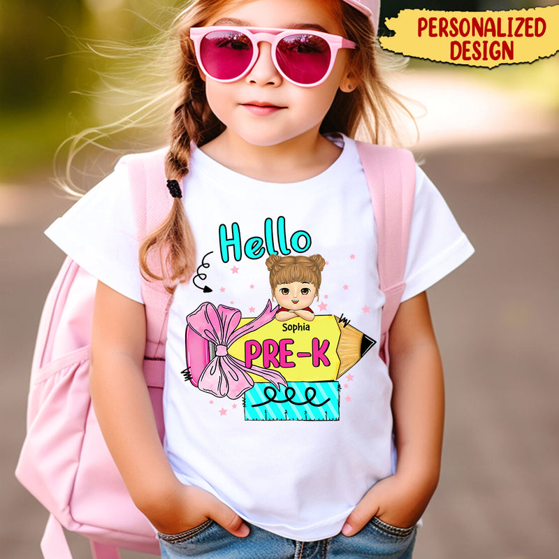 Discover Hello Pre-K Team Back To School Girl Boy Kid Personalized Shirt