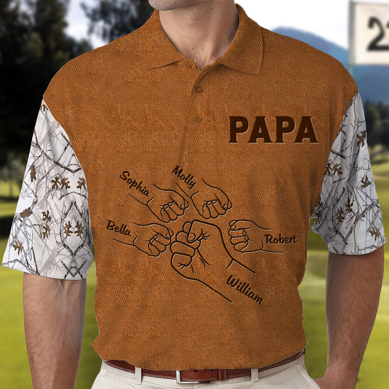 Grandpa Papa Daddy Fist Bump Fathers Day Family Personalized 3D Polo Shirt