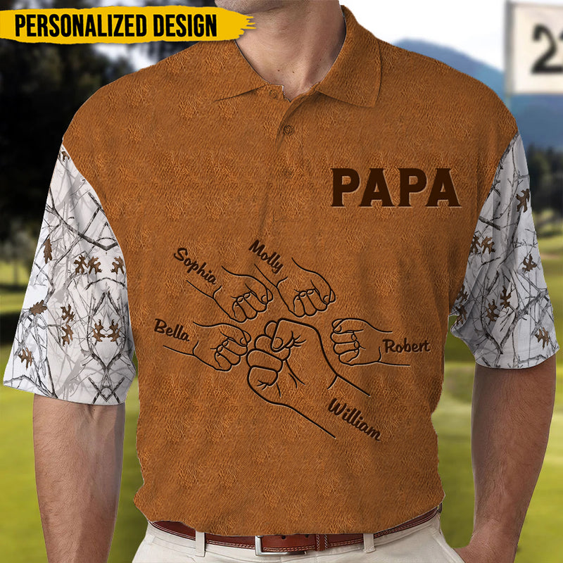Discover Grandpa Papa Daddy Fist Bump Fathers Day Family Personalized 3D Polo Shirt