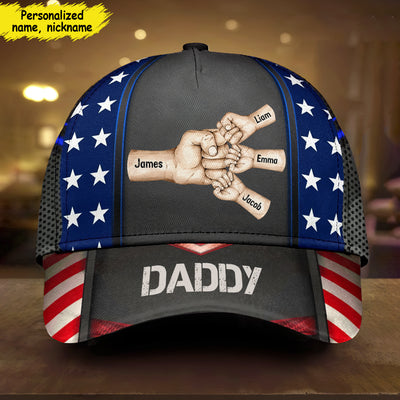 Stars & Stripes, Hand To Hand Daddy Papa American Flag Personalized Cap CTL26APR24CT1