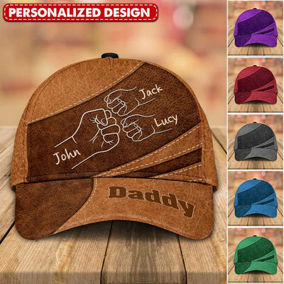 Grandpa Papa Daddy Fist Bump Fathers Day Family Personalized Cap CTL26APR24TP1