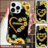 Personalized Sunflowers Heart Mom Grandma With Grandkids Phone Case DDL14MAR22VA1 Silicone Phone Case Humancustom - Unique Personalized Gifts