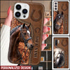 Horse Love Custom Horses Leather Pattern Personalized Phone Case DDL19APR22CT3 Silicone Phone Case Humancustom - Unique Personalized Gifts 