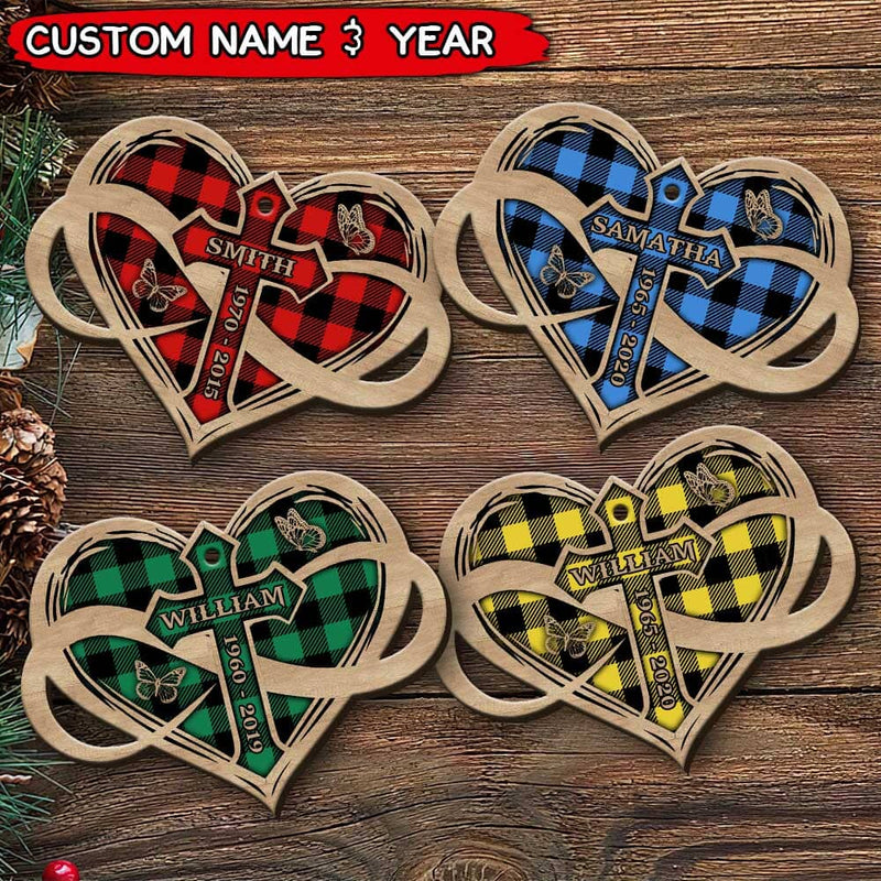 Personalized Memorial Christmas Heart Wood Custom Shape Ornament