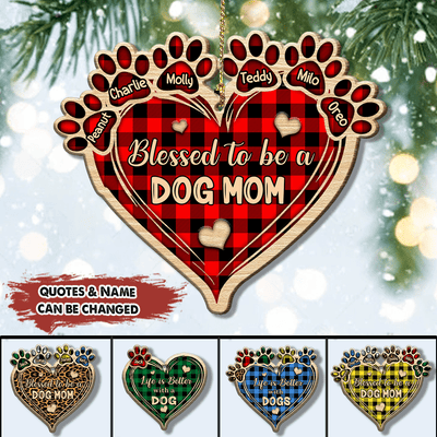 Personalized Dog Paw Blessed To Be A Dog Mom Wood Custom Shape Ornament DHL01NOV21VA1 Wood Custom Shape Ornament Humancustom - Unique Personalized Gifts