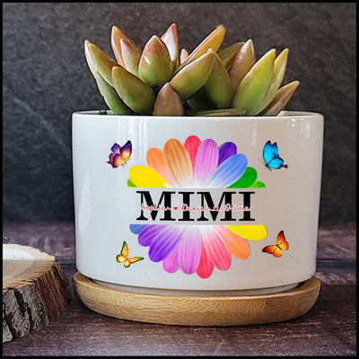 Personalized Grandma Mom Gardener Mother's Day Best Gift Rainbow Flower Garden Plants Lover Ceramic Plant Pot HLD03APR23VA2 Ceramic Plant Pot Humancustom - Unique Personalized Gifts