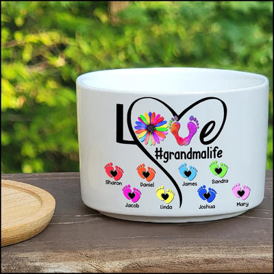 Personalized Grandma Mom Gardener Mother's Day Gift Gardening Plants Lover Colorful Foot Print Ceramic Plant Pot HLD03APR23XT3 Ceramic Plant Pot Humancustom - Unique Personalized Gifts