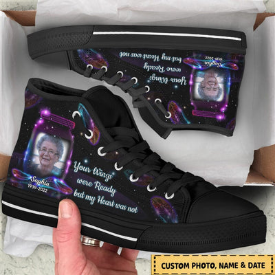 Custom Photo Family Loss Never Walk Alone Memorial Gift Personalized High Top Shoes HLD06APR23VA2 High Top Shoes Humancustom - Unique Personalized Gifts