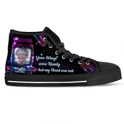 Custom Photo Family Loss Never Walk Alone Memorial Gift Personalized High Top Shoes HLD06APR23VA2 High Top Shoes Humancustom - Unique Personalized Gifts