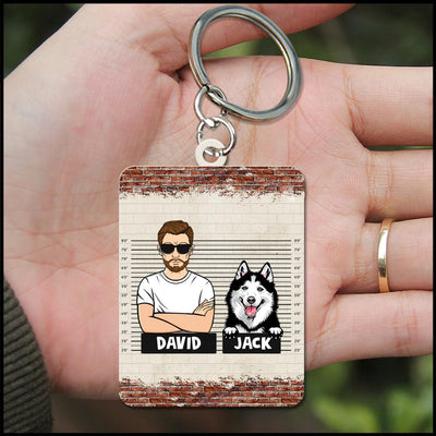 Personalized Puppy Pet Dog Dad Partner In Crime Father's Day Funny Gift Acrylic Keychain 2 Sided HLD06JUN23KL3