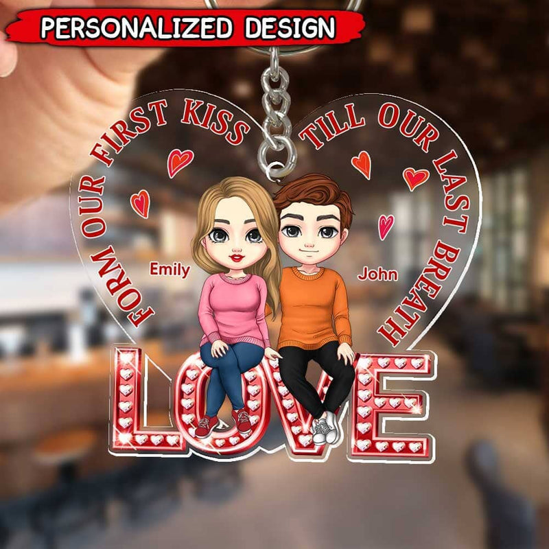 Discover Customized Couple Chibi LOVE Valentine Best Gift For Boyfriend Girlfriend Husband Wife Acrylic Keychain