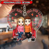 Customized Couple Chibi Red Truck Valentine Best Gift For Boyfriend Girlfriend Husband Wife Acrylic Keychain HLD09JAN23TP3 Acrylic Keychain Humancustom - Unique Personalized Gifts 6.5x6.5 cm