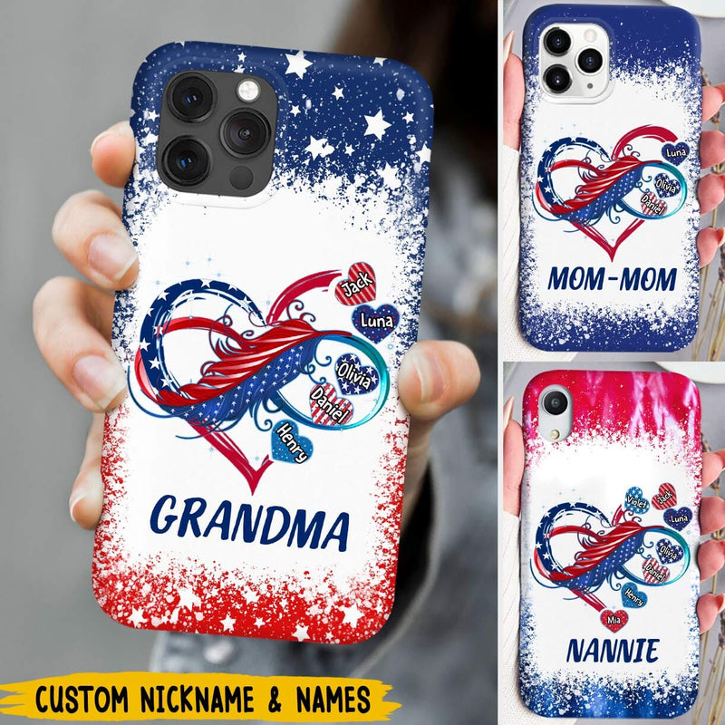 Discover Independence Day Grandma Mom Custom Names Family Heart Infinity July 4th Gift Phone Case