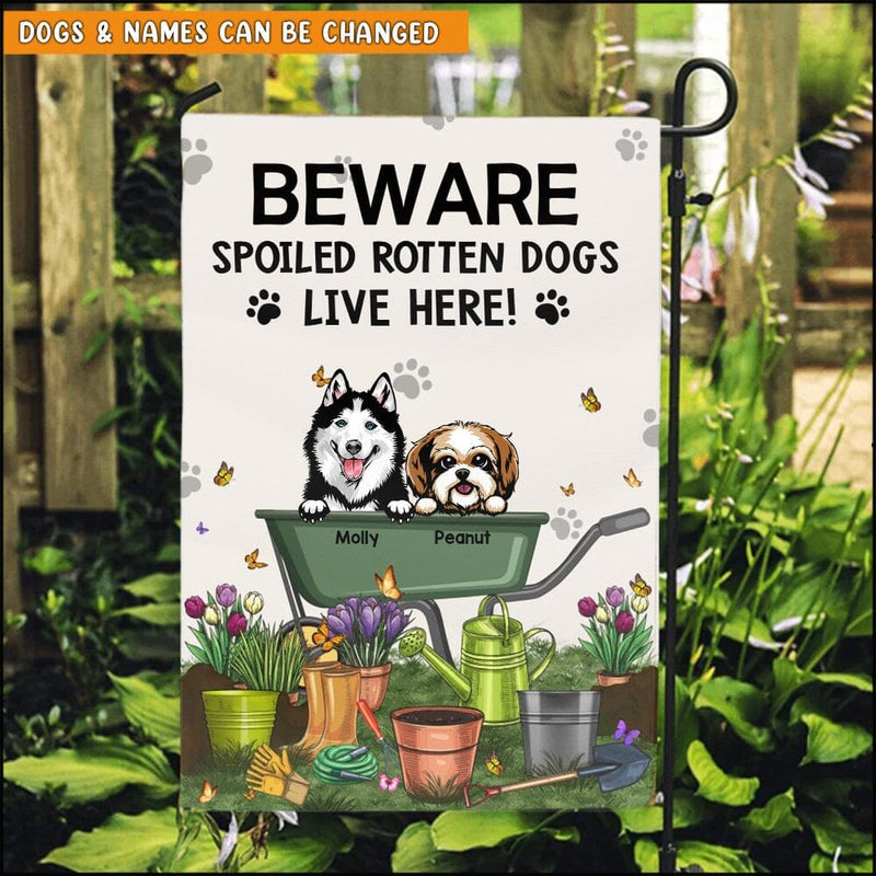 Discover Personalized Dog Mom Funny Beware Spoiled Rotten Dogs Live Here Gardener Gift Mother's Day Birthday Gift Flag