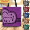Personalized Grandma Mom Handprints Mother's Day Gift Leather Pattern Tote Bag HLD13DEC21TT1 Tote Bag Humancustom - Unique Personalized Gifts 