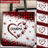 Grandma Mom Heart Hand Prints Custom Names Mother's Day Cute Gift Plaid Pattern Floral Tote Bag HLD14JAN22TT2 Tote Bag Humancustom - Unique Personalized Gifts