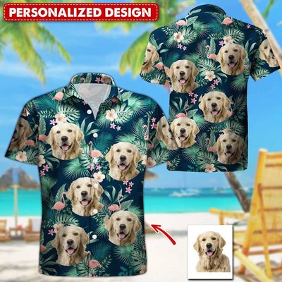 Custom Photo Dog Cat ... Pet Tropical Plants Flower Pattern Summer Beach Personalized Hawaiian Shirt HLD14JUN23TP1