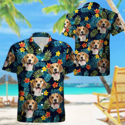 Custom Photo Dog Cat ... Pet Tropical Plants Flower Pattern Summer Beach Personalized Hawaiian Shirt HLD14JUN23TP1