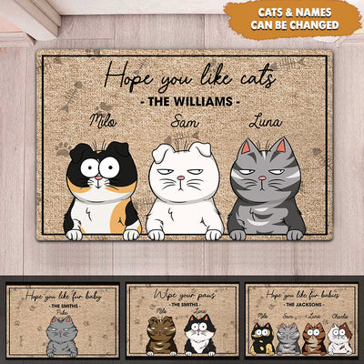 Cat Mom Cat Dad Funny Gift Hope You Like Cats Kitten Pet Lover Father's Day Gift Personalized Doormat HLD14JUN23VA1