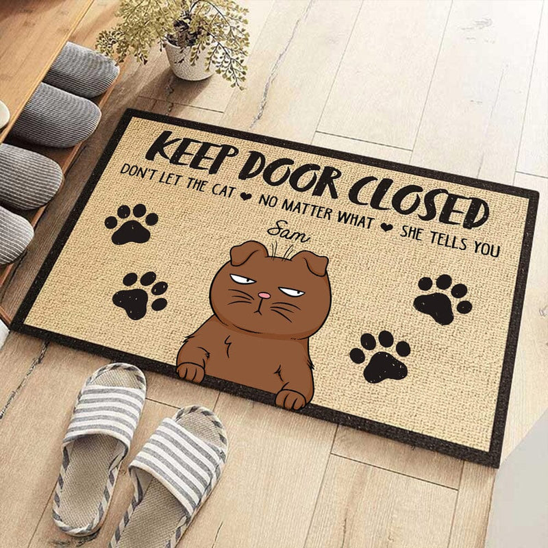 Don't Let The Cats Out Funny Personalized Gift For Cat Mom Cat Dad Kittens Pet Lover Doormat