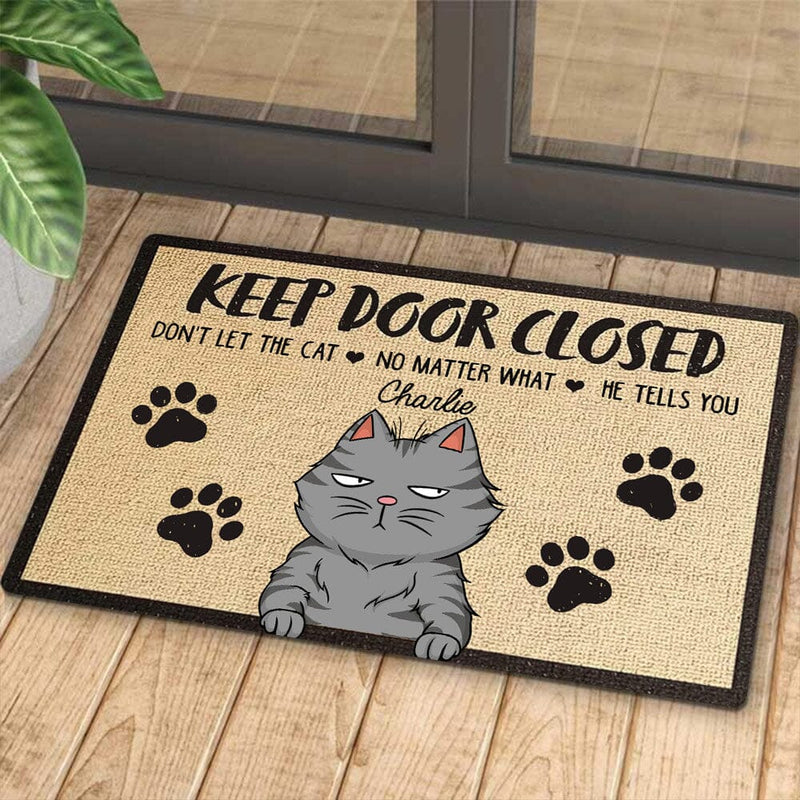 Don't Let The Cats Out Funny Personalized Gift For Cat Mom Cat Dad Kittens Pet Lover Doormat