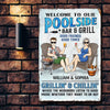 Welcome To Our Poolside Bar & Grill - Couple Personalized Custom Home Decor Metal Sign HLD15MAY23VA1 Metal Sign Humancustom - Unique Personalized Gifts