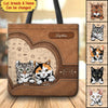 Customized Cat Mom Kittens Pet Lover Fur Mama Valentine Birthday Mothers Day Gift Leather Texture Tote bag HLD16JAN23TT2 Tote Bag Humancustom - Unique Personalized Gifts Size S (33x33cm)