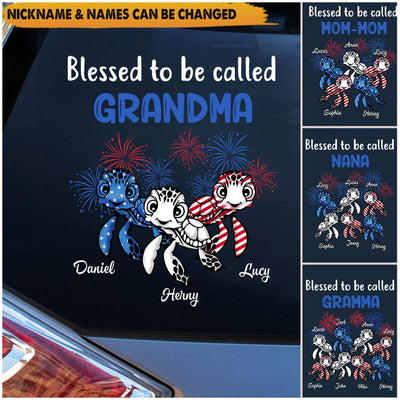 USA July 4th Grandma Mom Turtle Custom Nickname Names Independence Day Gift Decal HLD16JUN23VA3