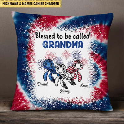 USA July 4th Grandma Mom Turtle Custom Nickname Names Independence Day Gift Personalized Pillow HLD16JUN23VA4